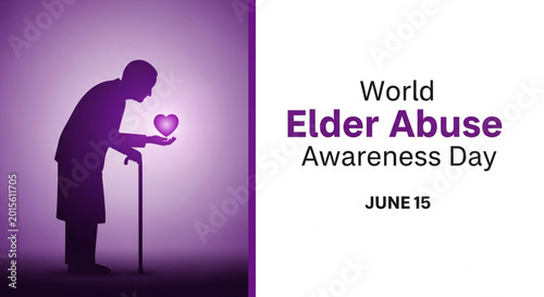 Foto World elder abuse awareness day illustration with silhouette of an elderly perso