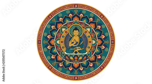 Quadro su tela Buddha Mandala Art Meditation Spiritual Zen Buddhism Circle Pattern