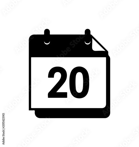 Modern Minimalist Calendar Page with Date 20 Silhouette