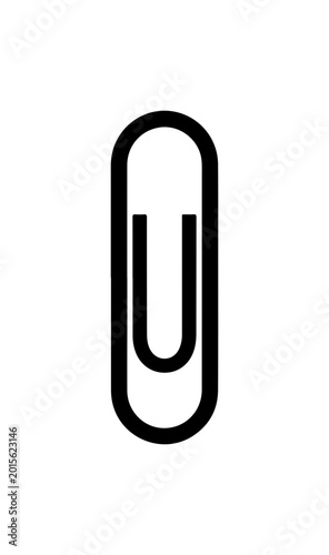 Black Bold Paperclip Silhouette Icon - Minimalist Vector Art