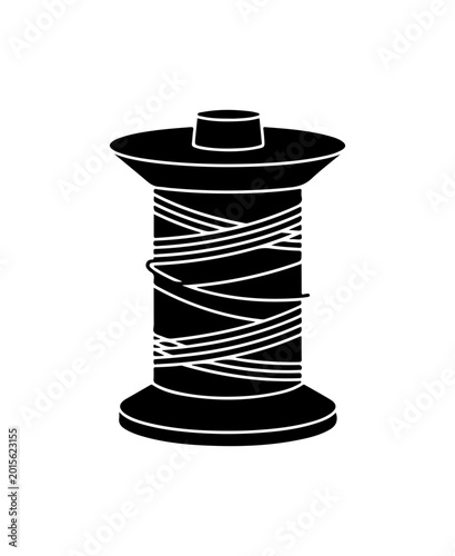 Black Bold Spool of Thread Silhouette Vector Graphic