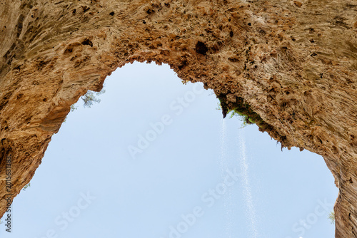 Vászonkép Detailed travertine rock formations on the underside of the Tonto Natural Bridge