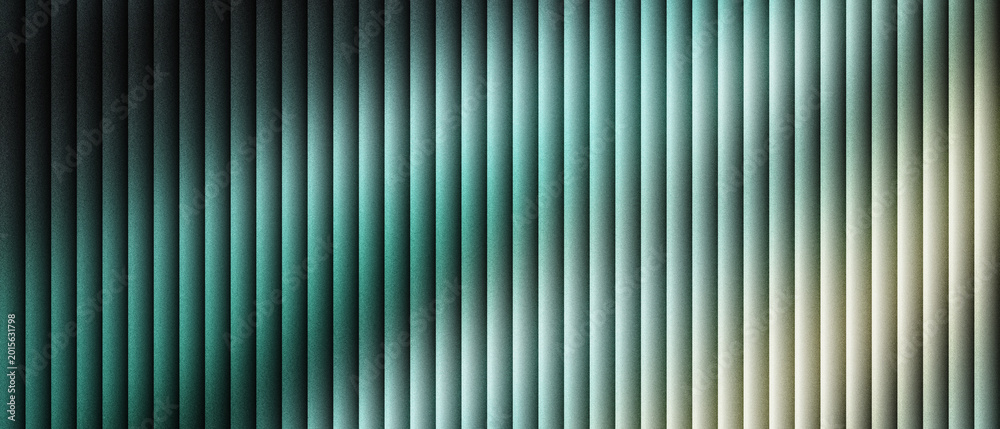 Obraz premium Metallic vertical stripes background, industrial teal and silver metal texture with rhythmic parallel lines, sleek architectural aluminum surface pattern for modern technology design projects.