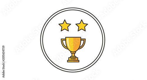 Photos Golden Trophy Cup with Two Stars.