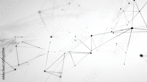 Abstract network of lines and dots on a white background for technology concepts
