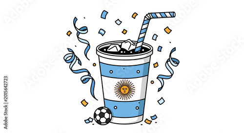 Argentina Soccer Celebration Drink with Confetti and Soccer Ball