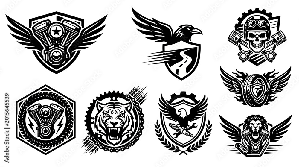 Fototapeta premium Emblems and logos with animal designs.