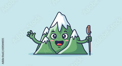 Slika na platnu Cartoon Mountain with Smiling Face.