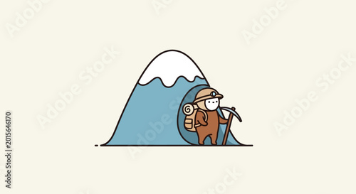 Bild auf Leinwand Man wearing orange hiking climbing gear.