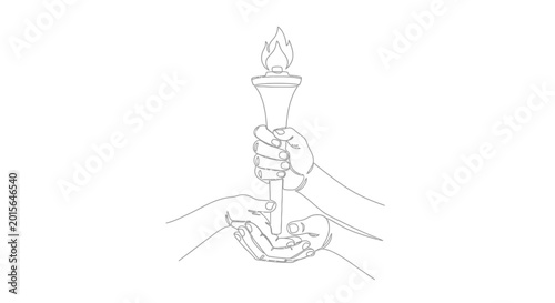 Quadro em tela Hands Passing Torch Symbolizing Unity, Knowledge, and Hope