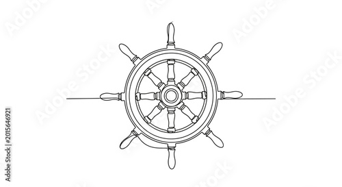 Foto Nautical Ship Wheel Outline Vector Art
