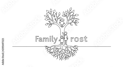Foto Family Tree Roots Logo: Generations, Growth, Unity, Connection, Love, Life