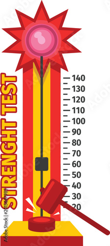 Fotografija Strength Test High Striker Carnival Game Illustration with Hammer and Bell