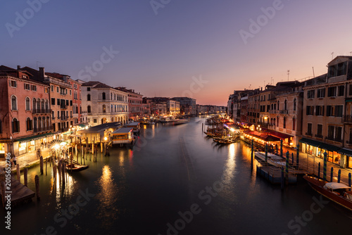 MONTERREY, NL, MEXICO - 09 MAY,  Beautiful sunset postcard of the canals of Venice, Italy