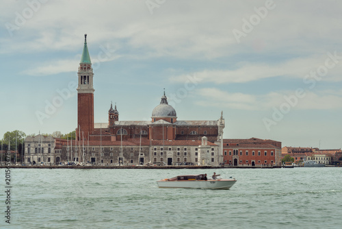 MONTERREY, NL, MEXICO - 09 MAY,  Spectacular image of naval traffic at sunset on the canals of Venice, Italy