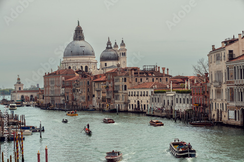 MONTERREY, NL, MEXICO - 09 MAY,  Spectacular image of naval traffic at sunset on the canals of Venice, Italy