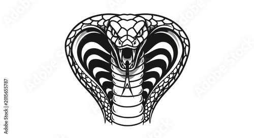 Schilderij op canvas Fierce Cobra Snake Head Illustration with Hood Displayed.