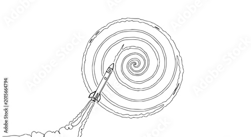Photos Rocket Launching into Swirling Vortex, Space Exploration, Abstract Concept