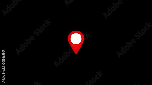 Location Pin Icon on Black Background | GPS Map Marker animation on black background.4k video