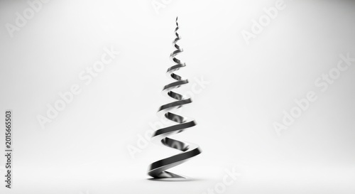Silver Abstract Spiral Sculpture in Minimalist Studio