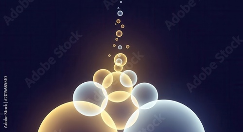 Glowing Orbs and Bubbles Ascending in Abstract Light