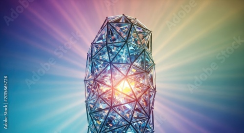 Intricate Geometric Crystal Structure Radiating Vibrant Light