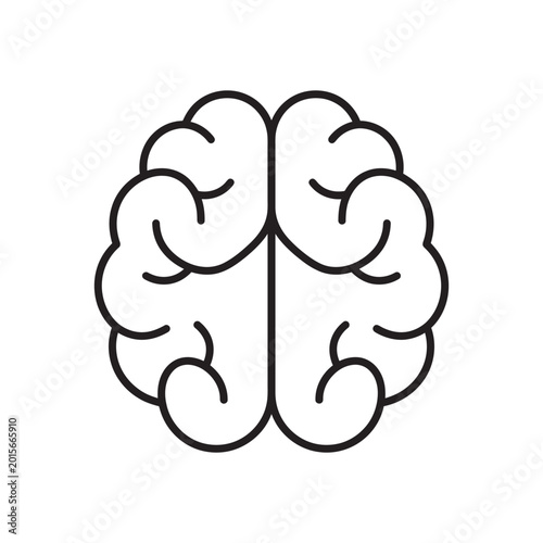 Tableau sur toile Simple Top View Outline Icon of Human Brain Hemispheres for Medical Neurology an