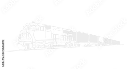 Foto Freight Train Silhouette on White Background, Industrial Transportation Concept