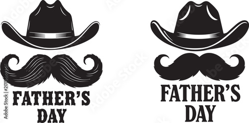 Father's Day graphic design with cowboy hat and mustache silhouette