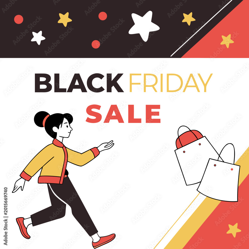 Naklejka premium Black friday sale shopping illustration