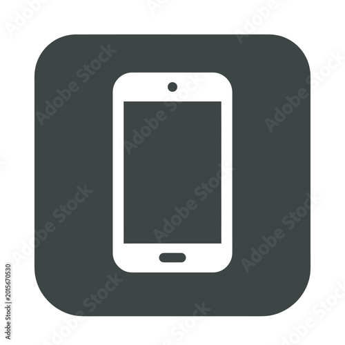 Modern Smartphone Silhouette Vector Icon on Dark Rounded Square Plate for User Interface Applications and Mobile Technology Graphic Material