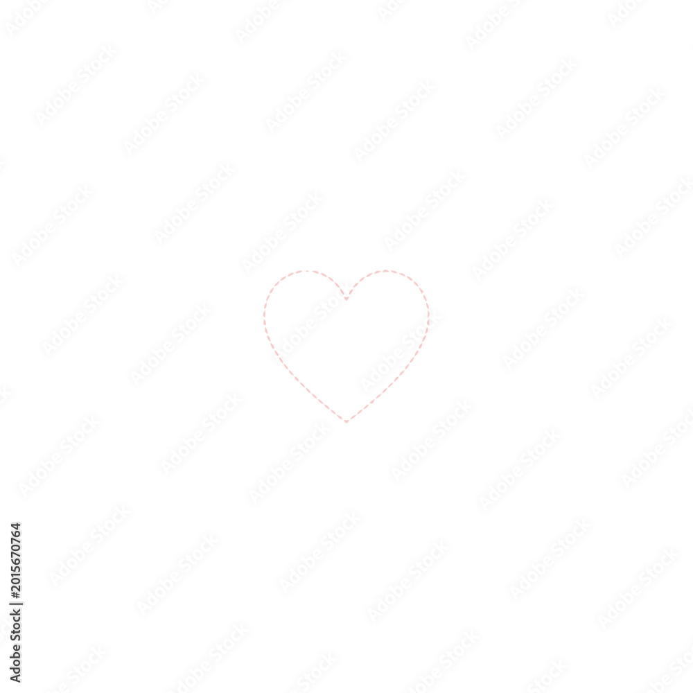 Obraz premium Minimalist Red Dashed Line Heart Icon Vector Illustration on White Background for Valentine Day Design and Love Concepts