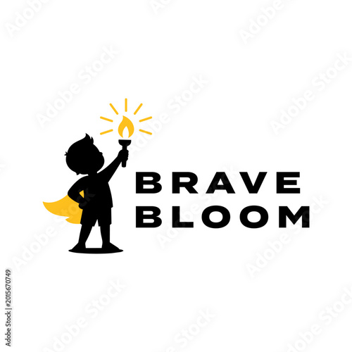Quadro su tela For brave bloom, superhero child in action