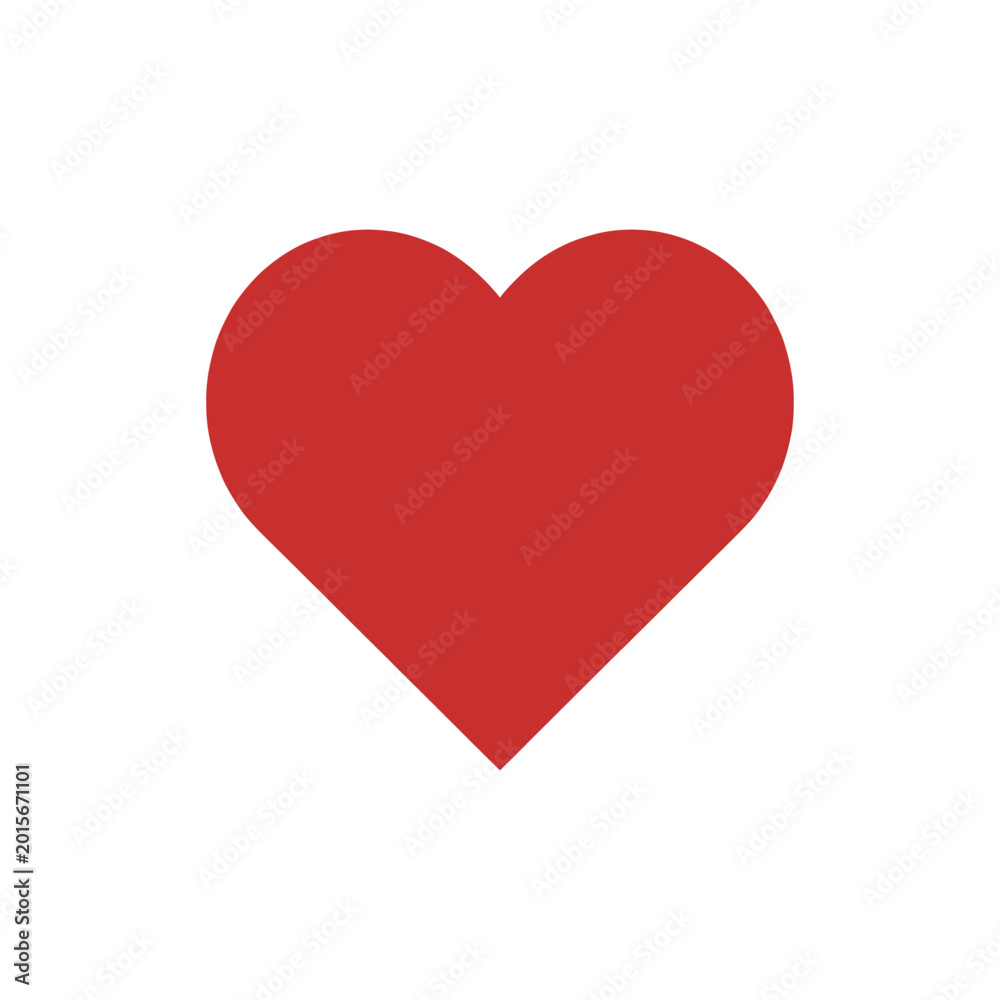 Fototapeta premium Flat Red Solid Heart Shape Icon Isolated on White Background Vector Graphic Representing Love Romance Passion and Valentine Day Decoration Elements