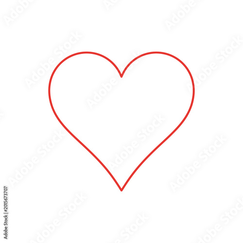 Elegant Thin Red Outline Heart Vector Linear Shape Icon for Valentine Day Card Wedding Invitation and Minimalist Luxury Brand Design