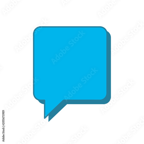 Bild auf Leinwand Square Blue Speech Bubble Vector Icon with Pointy Tail and Dark Shadow Effect fo