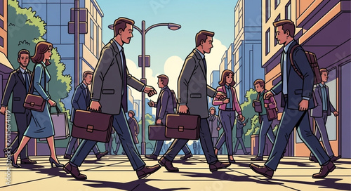 Принти на полотні Business people walking in a city street carrying briefcases.