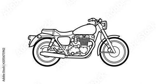 Classic Motorcycle Line Drawing Illustration.
