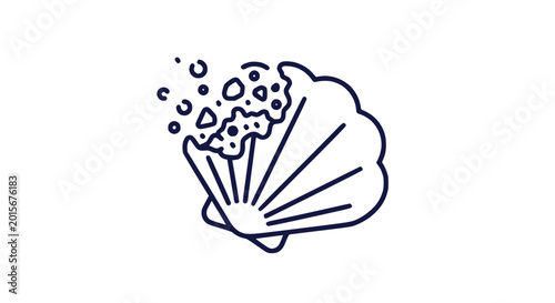 Tableau sur toile Abstract Line Art Seashell with Bubbles