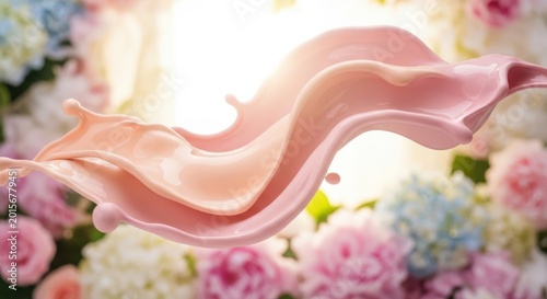 Soft Pink Liquid Splash with Delicate Layers