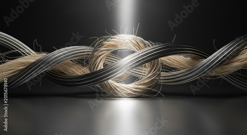 Intertwined Strands of Natural Fibers and Metallic Threads
