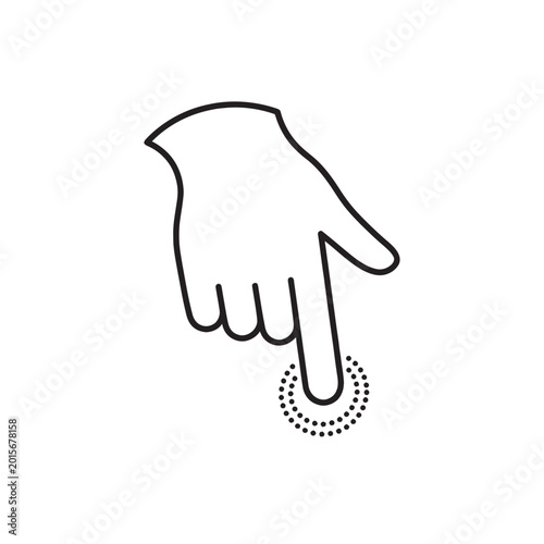 Bild auf Leinwand Inverted Left Side Angle Hand Tapping Screen Interface Target Element Minimalist