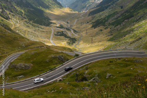 Billede på lærred Transfagarasan road and Fagaras mountains view from the Balea Lake, Sibiu, Romania