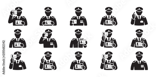 Fotografía Security guard icons showing identification cards for verification