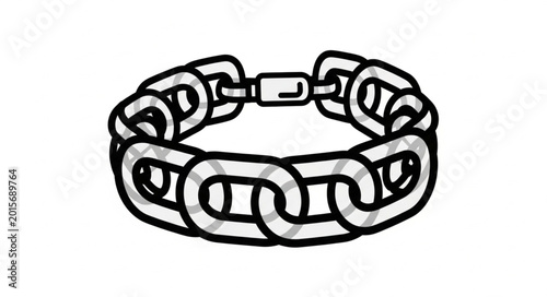 Tableau sur toile A simple drawing of a chunky silver chain bracelet.