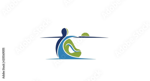 Valokuva Abstract human figure in a meditative pose with flowing lines.