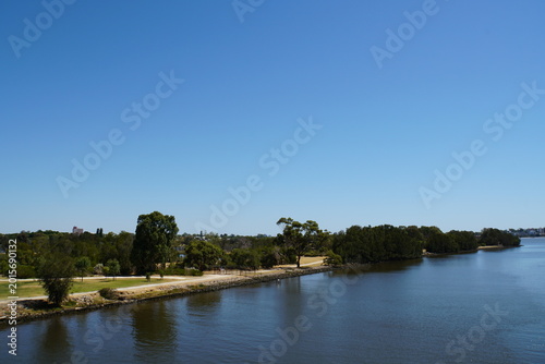 Swan River view from Boorloo Bridge, Perth City - Capital of Western Australia