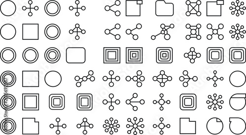Fotografía CAD drafting marker vector set, technical plan symbols with nodes, targets, junc