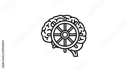 Quadro su tela Brain steering wheel control mind concept illustration.