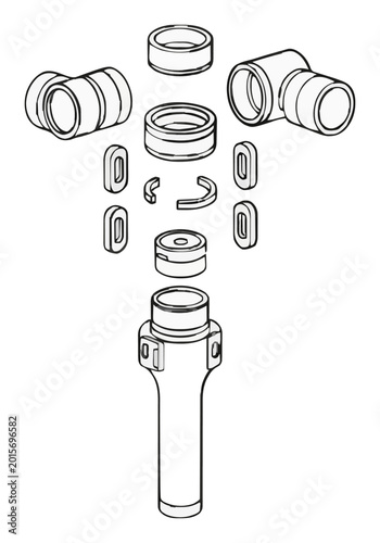 Tableau sur toile Gimbal stabilizer exploded view line art vector icon
